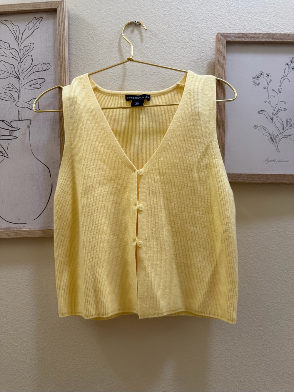 Sincerely Jules Yellow Button-Front Knit Vest